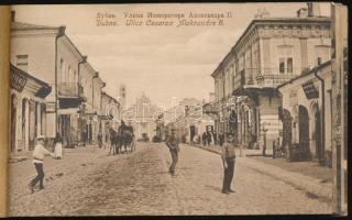 Dubno - pre-1945 booklet with 10 postcards in mixed quality: school, street, church, shops, post off...