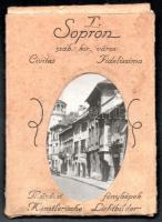 cca 1930 Sopron szab. kir. város, 18 db sokszorosított fotó látnivalókkal, utcarészletekkel, kiadói ...