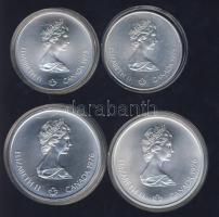 Kanada 1975-76. 5$ Ag (2x), 10$ Ag (2x) "Olimpia" szettben T:BU Eredeti díszdobozban!