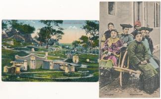 China - 4 db RÉGI kínai város képeslap / 4 pre-1945 Chinese town-view postcards