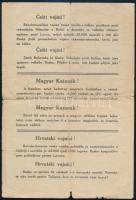 1914 Oroszok által készített ötnyelvű (magyar, cseh, horvát, román, lengyel) röplap a galíciai csatában aratott győzelmük után, hogy ezeket a nemzeteket elfordítsák az osztrák-német seregektől, sok szövegbeli hibával, hajtott, ritka!