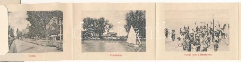 1909 Siófok, Fürdő élet a Balatonon. Weisz Lipót kiadása, leporellolap 10 képpel (r)