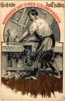 Hoch lebe der Tischler! Handwerk hat einen goldnen Boden / Long live the carpenter! litho (EK)