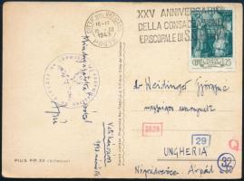 1943 Képeslap cenzúrázva Magyarországra alkalmi bélyegzzéssel / Censored postcard to Hungary with special postmark