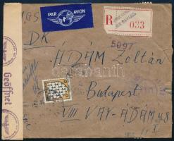 1943 Cenzúrázott légi ajánlott levél Budapestre / Censored airmail registered cover to Budapest