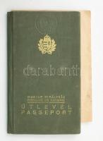 1940 Magyar Királyság fényképes útlevél, jugoszláv vízummal és bélyegzésekkel + 1954 szül. anyakönyvi kivonat