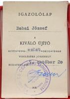 1965. "Kiváló Újító" zománcozott, ezüstözött bronz jelvény miniatűrrel, igazolvánnyal, sér...