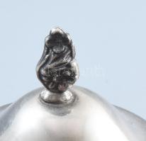 Antik háromrészes kávé-tea szervírozó szett, két kiöntő és cukortartó, kopással, m: 11,5-24 cm