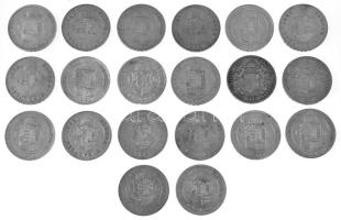 1868-1892. 1Ft Ag (20xklf) az 1881-es és 1890-es évjáratokban egyező évszámok, de eltérő változatok ...