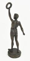 cca 1935, Atléta. Bronz, talapzaton. Az 1936-os nyári olimpiára készült bronz szobor, kis deformálód...