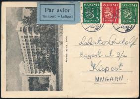 1948 Légi levelezőlap Kispestre / Airmail postcard to Hungary