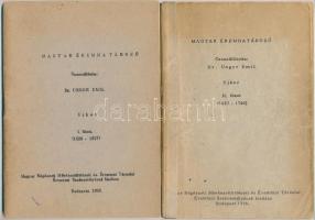 Dr. Unger Emil: Magyar Éremhatározó: Újkor I és II. füzetek. Budapest, 1958, Magyar Régészeti Művészettörténeti és Éremtani Társulat Éremtani Szakosztály. A II. füzet gerince ragasztószalaggal rögzítve