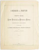 1873 A háziasság és a hazafiság. Esketési beszéd, melyet Lőw Tóbiás és Hürsch Emma összekelése alkalmából 1873. február hó 23-án a pesti izraelita templomban tartott Lőw Lipót. 8p. kis beszakadással