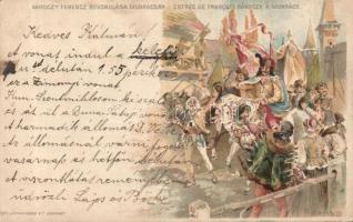 Munkács marching in of Ferenc Rákóczi litho
