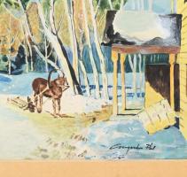 Csergezán Pál jelzéssel: Társaság. Olaj, farost. 28x41 cm. Fakeretben