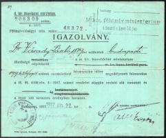 1914, 1917 Népfölkelési igazolványi lap és felmentő okirat