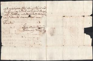 1797 Eörvényesy Lovász Imre levele öccsének Aradról Szombathelyre viaszpecséttel