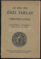 1932 Az 1932. Évi Őszi Tárlat Tárgymutatója. Budapest, Országos Magyar Képzőművészeti Társulat. Kiadói papírkötés. 40p.