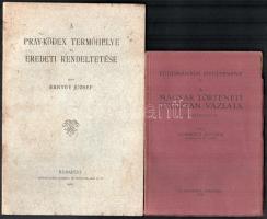 Ernyes József: A Pray-kódex termőhelye, és eredeti rendeltetése Bp., 1927. Stephaneum. 20p. Kiadói papírbörítóval. + Gombócz Zoltán: A magyar történyelmi nyelvtan vázalta. IV: Jelentéstan. Bp., 1926. Danubia 114p kiadói papírborítóval