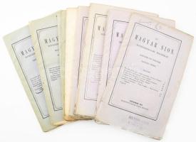 Uj Magyar Sion. Egyházirodalmi folyóirat. Hatodik évi folyam. január- októberi füzetek (10db).  Esztergom, 1875. Horák Egyed. Kiadói papíborítóval, mind jó állapot, kivéve júniusi füzet címlapja hiányzik