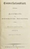 1821. Conversationsblatt: Zeitschrift für wissenschaftliche Unterhaltung. 3. évf 2. köt Korabeli kartonált papírkötésben,  Szeder Fábián János OSB bencés áldozópap, irodalmár (1784-1859) ex librisével.