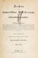 Janotyckh von Adlerstein, Joh[ann]: Archiv des ungarischen Ministeriums und Landesvertheidigungsauschusses. Vollständige Sammlung aller vom 16. März 1848 bis 5. Januar 1849 erschienenen Verordnungen, Proklamationen, Zuschriften, amtlichen Mittheilungen, 1-2. kötet egy kötetben, (3 kötetben teljes) Altenburg, 1851. Verlag von H. A. Pierer. [2] + XXIX + [1] + 287 + [1] p.; [2] + VI + 408 p. A sorozat az 1848. márciusi 12 ponttól kezdve 1849 januárjáig adja közre a forradalom hivatalos és félhivatalos iratait, proklamációkat, hadügyi iratokat (Jellasics felhívásával végződik az I. kötet), Kossuth Lajos pénzügy- és Mészáros Lázár hadügyminiszter leveleit. Korabeli aranyozott félvászon kötésben, előzéklap kijár.