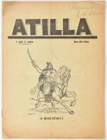 1937 Az Attila c. folyóirat induló száma I. évf. 1. szám. szerk.: Csizmadia Sándor, 18p.