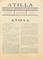 1937 Az Attila c. folyóirat induló száma I. évf. 1. szám. szerk.: Csizmadia Sándor, 18p