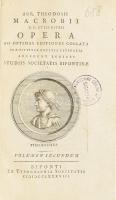 Aur. Theodosii Macrobii Opera ad optimas editiones collata... II. Biponti, 1788. Typ. societatis. 343 p + (47)p. Korabeli kartonált papírkötésben