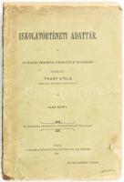 Thury Etele: Iskolatörténeti adattár. Az Országos Református Tanáregyesület megbizásából szerkeszti --. I. kötet. Pápa, 1906. Főiskolai Könyvny. VIII+443+(1)p., Kiadói papír kötésben. Fűzésnél elvált, borító sérült, hátsón kis hiány.