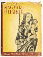 Rados Jenő: Magyar oltárok. Bp., 1938, Kir. M. Egyetemi Nyomda, 93+(2) p.+CLXXI t.+(2) p. Gazdag szövegközi és egészoldalas, fekete-fehér képanyaggal illusztrált. Kiadói aranyozott gerincű félbőr-kötés, kopással eredeti papír védőborítóval, mely szakadozott.