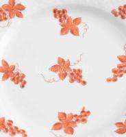 Herendi rust szőlőmintás 6 darab tál, háncsnyomott peremrésszel, jelzett, egyik tál sérült, d: 14,5 ...