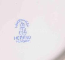 Herendi rust szőlőmintás 6 darab tál, háncsnyomott peremrésszel, jelzett, egyik tál sérült, d: 14,5 ...