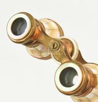 Színházi távcső, gyöngyház berakással, hiányos, h: 13 cm