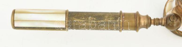 Színházi távcső, gyöngyház berakással, hiányos, h: 13 cm