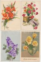 21 db RÉGI üdvözlő motívum képeslap vegyes minőségben / 21 pre-1945 greeting motive postcards in mixed quality