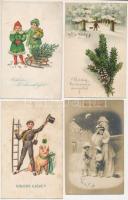 15 db RÉGI újévi üdvözlő motívum képeslap vegyes minőségben / 15 pre-1945 New Year greeting motive postcards in mixed quality