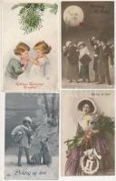 15 db RÉGI újévi üdvözlő motívum képeslap vegyes minőségben / 15 pre-1945 New Year greeting motive postcards in mixed quality