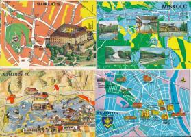 33 db MODERN magyar térképes képeslap / 33 modern Hungarian map postcards