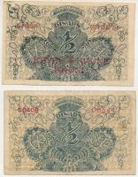 Szerb-Horvát-Szlovén Királyság 1919. 1/2D (2xklf) az egyik felülbélyegzés nélkül, a másik piros &quo...