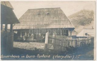 Gura-Fontena, Gura fo utina, Borsafüred (Máramaros, Maramures); Bauernhaus / Parasztház / peasant house, Transylvanian folklore. photo (fa)