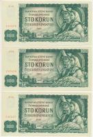 Csehszlovákia 1961. 100K (3x) sorszámkövetők "G43 737475 - G43 737477" T:F szép papír Czechoslovakia 1961. 100 Korun (3x) consecutive serials "G43 737475 - G43 737477" C:F fine paper Krause P#91c