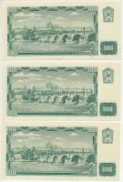 Csehszlovákia 1961. 100K (3x) sorszámkövetők "G43 737475 - G43 737477" T:F szép papír
Cze...