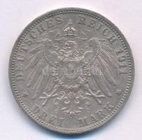 Német Államok / Württemberg 1911F 3M Ag "II. Vilmos" T:XF patina
German States / Wurttemb...