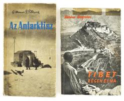 2 db könyv: Marius Magnien: Tibet régen és ma. Ford.: Benkő Gyula. Bp., 1960, Gondolat. Kiadói papírkötés, kissé sérült borítóval. Megjelent 3000 példányban. + G. Mencer - Z. F. Slavik: Az Antarktisz. Ford.: Dróth Józsefné. Bp., 1961, Kossuth. Kiadói papírkötés, kissé sérült borítóval, intézményi bélyegzőkkel.