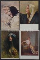 70 db RÉGI művész motívum képeslap vegyes minőségben: hölgyek / 70 pre-1945 art motive postcards in mixed quality: lady