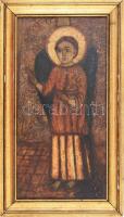 Ikon - Gábriel arkangyal. cca 18. sz. vége - 19. sz. első fele, feltehetően szerb, tojástempera, fa, keretben. Töredék, restaurált, 46x23 cm