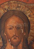 Ikon - Krisztus. Kolostorikon. cca 18. sz., orosz ikonfestő, tojástempera, fa, népies jelleg. Sérülé...