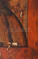 Ikon - Krisztus. Kolostorikon. cca 18. sz., orosz ikonfestő, tojástempera, fa, népies jelleg. Sérülé...