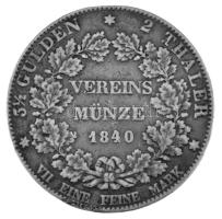 Német Államok / Hessen-Darmstadt 1840. 2 Tallér / 3 1/2G Ag "II. Lajos" (36,76g) T:VF pati...